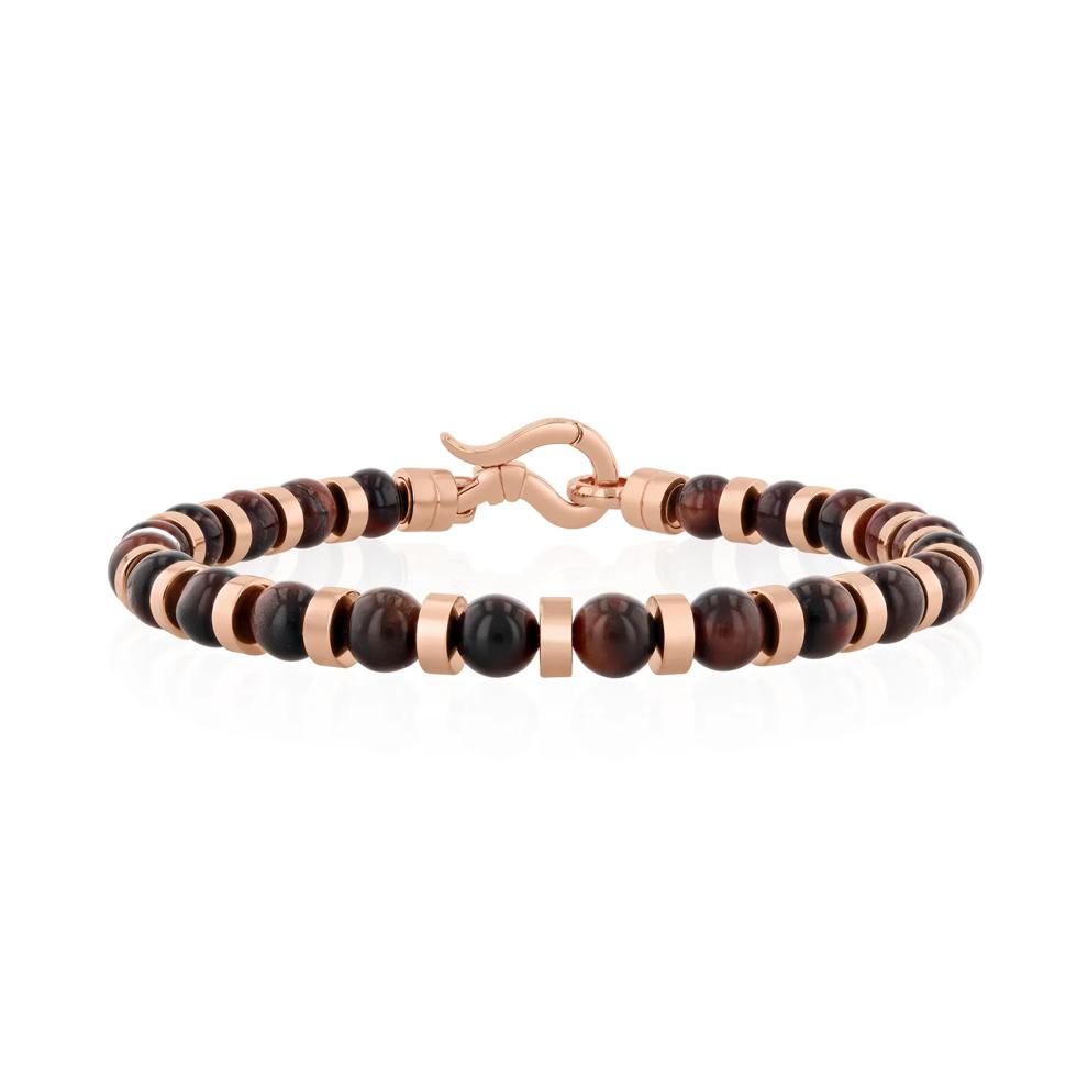 Men's Tiger Eye Bead Bracelet in Rose Gold Vermeil – Image 1 of 3
