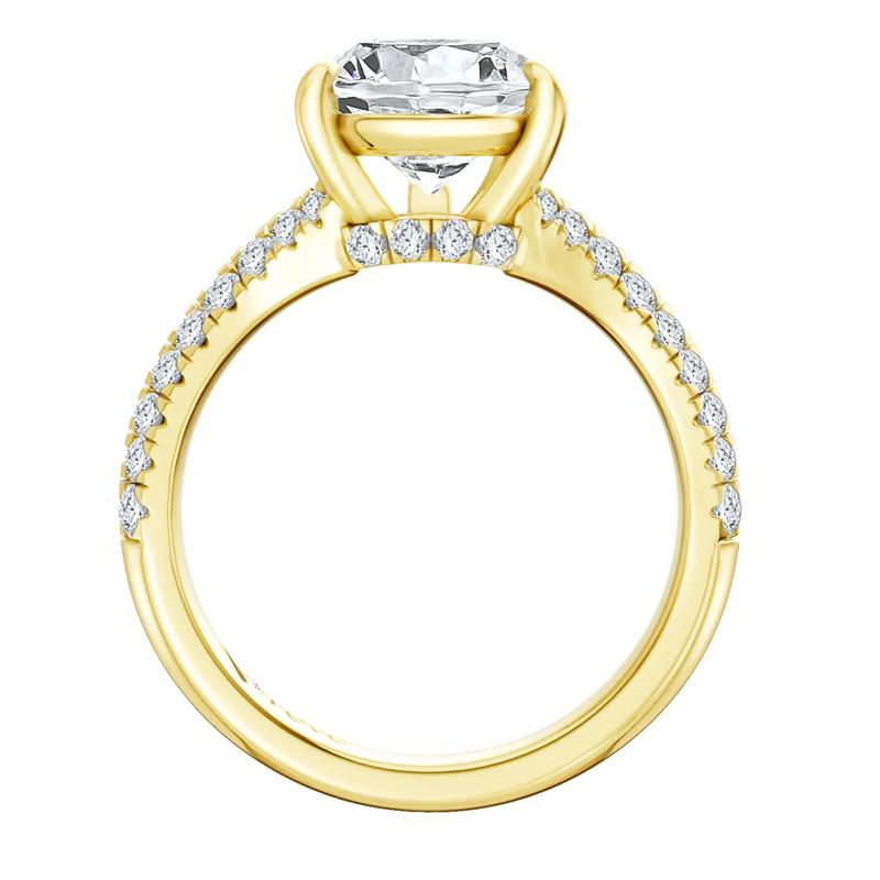 Zoe Lab Grown Diamond Pear-Shaped &amp; Round Engagement Ring in 14K Yellow Gold &#40;4 1/2 ct. tw.&#41; – Image 4 of 5