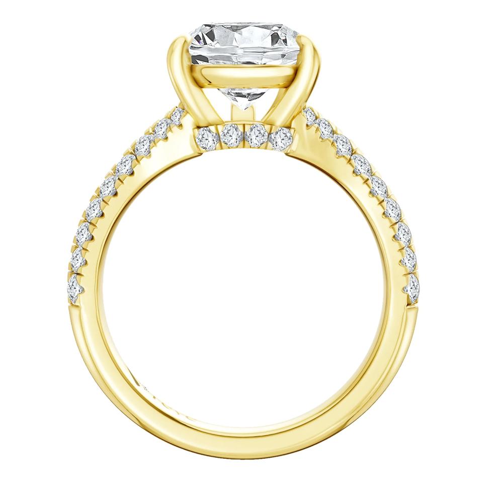 Zoe Lab Grown Diamond Pear-Shaped &amp; Round Engagement Ring in 14K Yellow Gold (4 1/2 ct. tw.) – Image 4 of 5