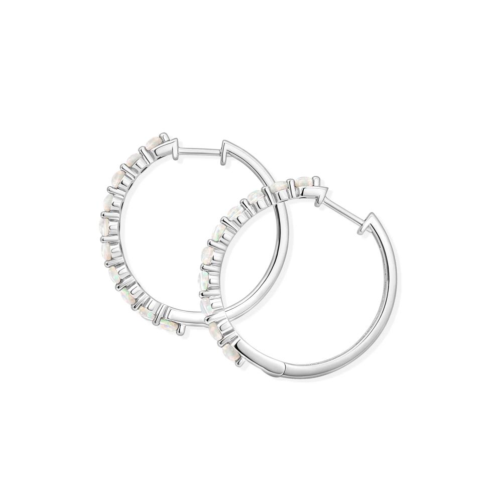 Lab-Created Opal Round Hoop Earrings in Sterling Silver – Image 2 of 3