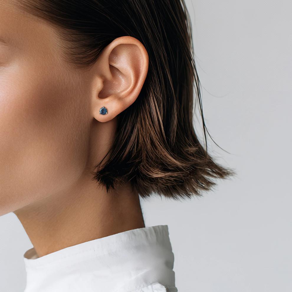 Lab Created Alexandrite Martini Stud Earrings in Sterling Silver – Image 3 of 3