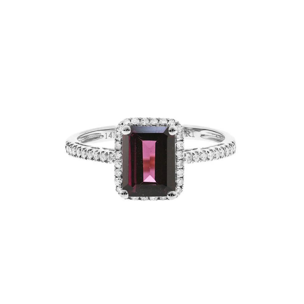 Rhodolite Garnet and Diamond Ring in 10K White Gold (1/5 ct. tw.) – Image 4 of 4