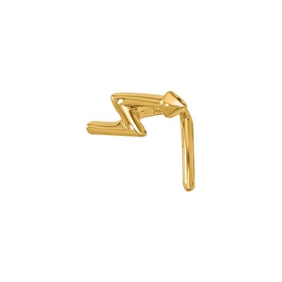 Polished Lightning Bolt Nose Stud in 14K Yellow Gold, 22 Gauge