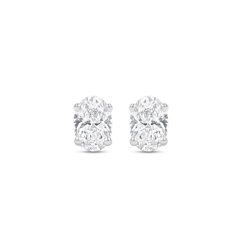 Lab Grown Diamond Oval-Shaped Solitaire Stud Earrings in 14K White Gold &#40;1/2 ct. tw.&#41; – Image 2 of 3