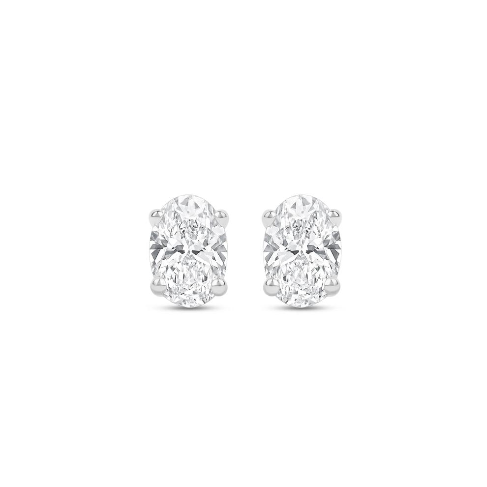 Lab Grown Diamond Oval-Shaped Solitaire Stud Earrings in 14K White Gold (1/2 ct. tw.) – Image 2 of 3