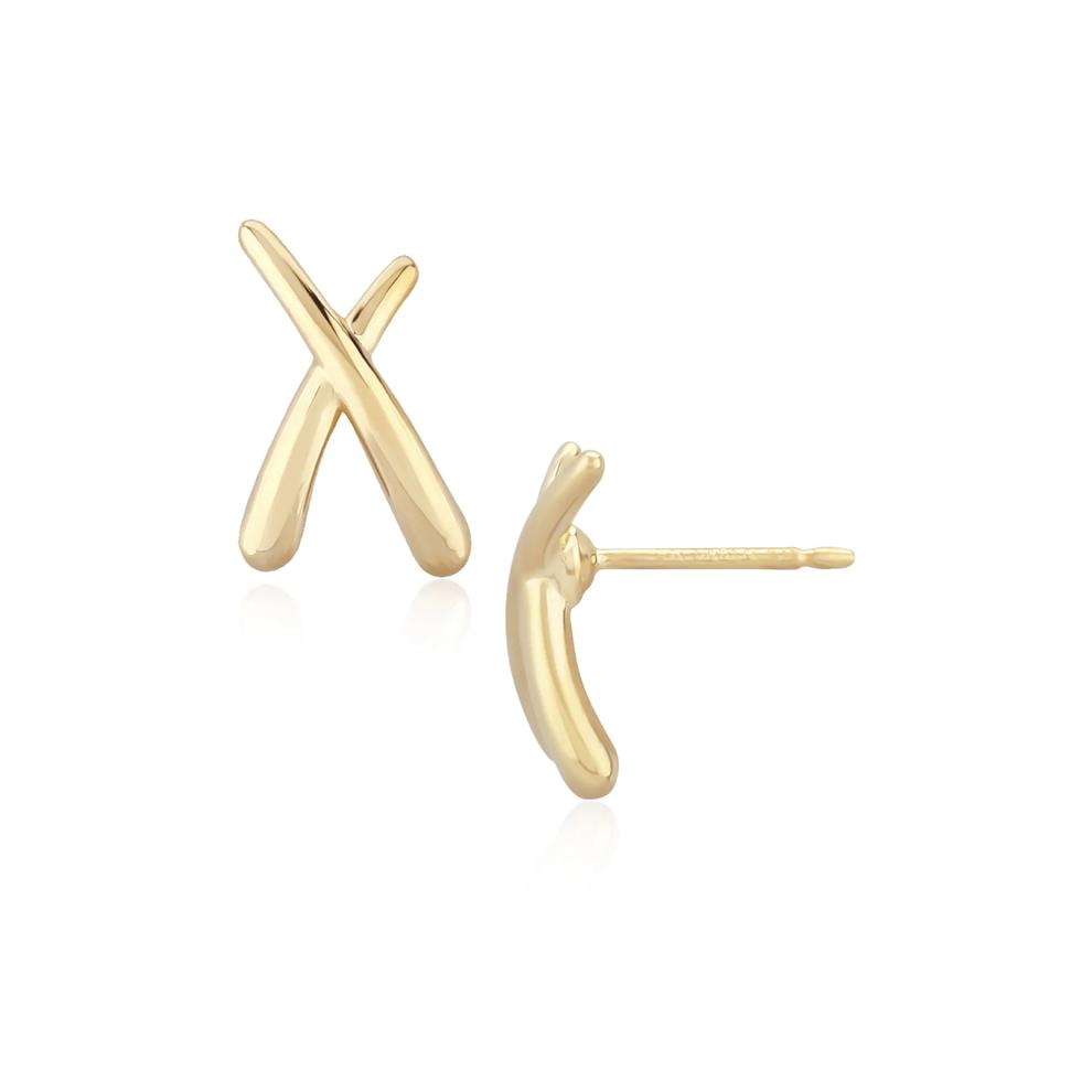 Small X Stud Earrings in 14K Yellow Gold – Image 1 of 2