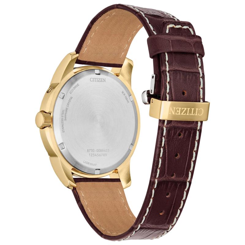 Men&#39;s Calendrier Watch in Brown Leather and Gold-Tone Stainless Steel, 42MM – Image 3 of 4