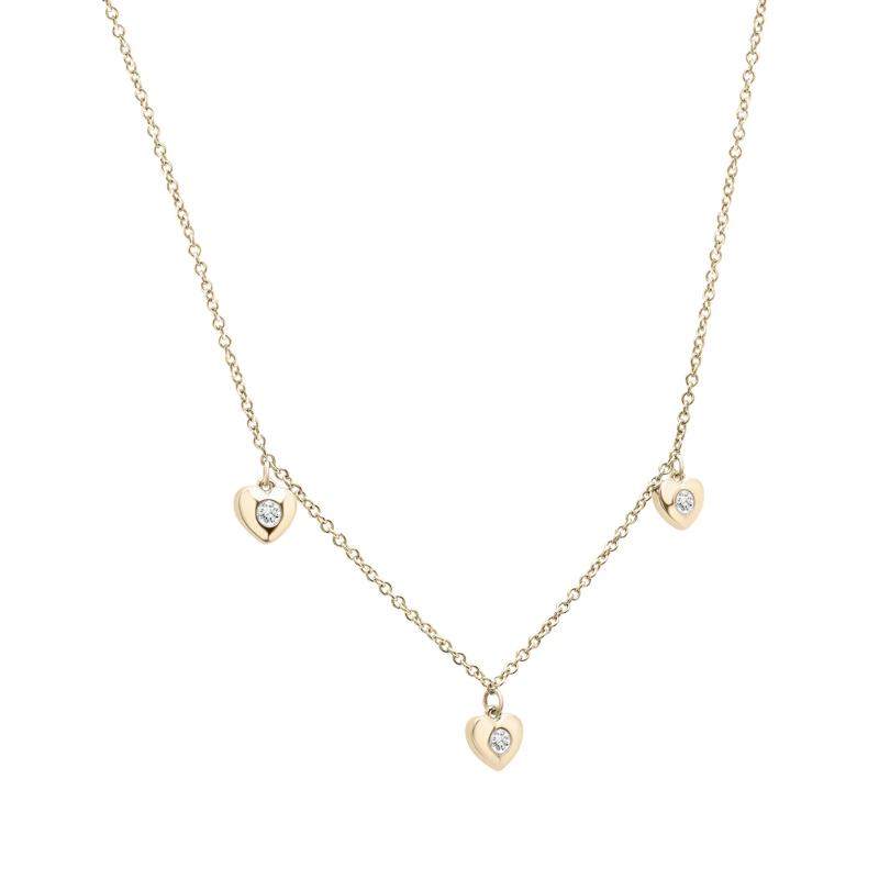 Diamond Bezel Heart Station Necklace in 10K Yellow Gold &#40;1/10 ct. tw.&#41; – Image 2 of 4