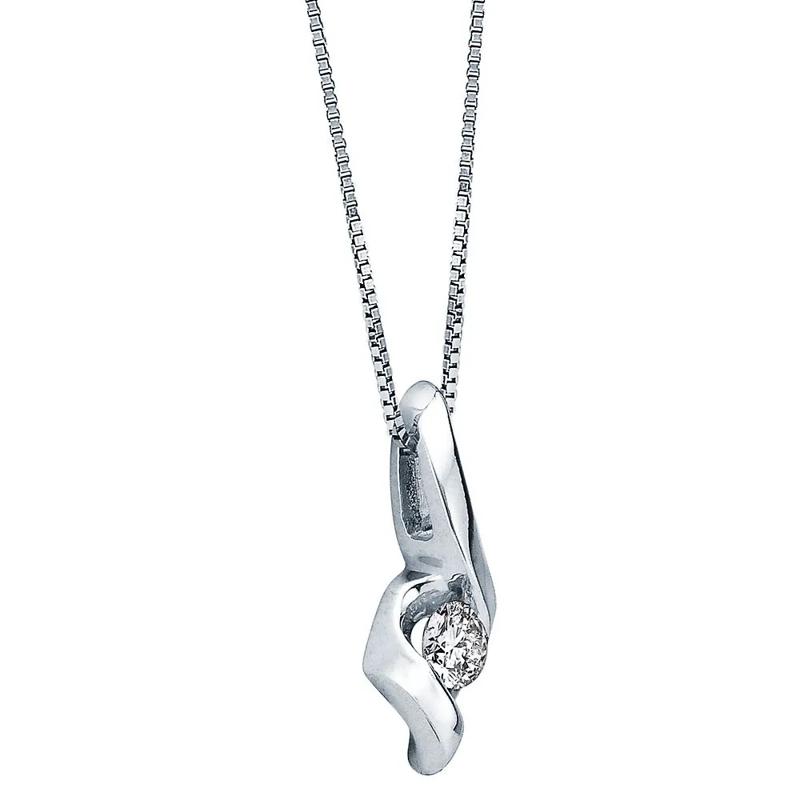 1/10 ct. tw. Diamond Pendant in 14K White Gold – Image 2 of 3