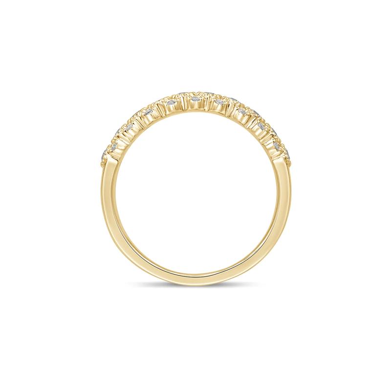 Diamond Anniversary Band with Milgrain Beads in 10K Yellow Gold &#40;1/3 ct. tw.&#41; – Image 2 of 3