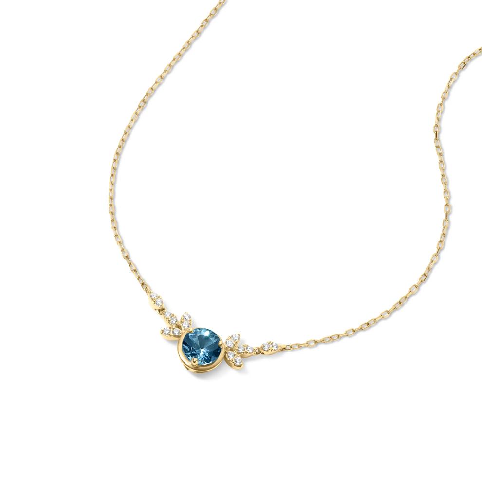 Montana Blue Sapphire &amp; Diamond Pendant Necklace in 10K Yellow Gold (1/10 ct. tw.) – Image 4 of 4