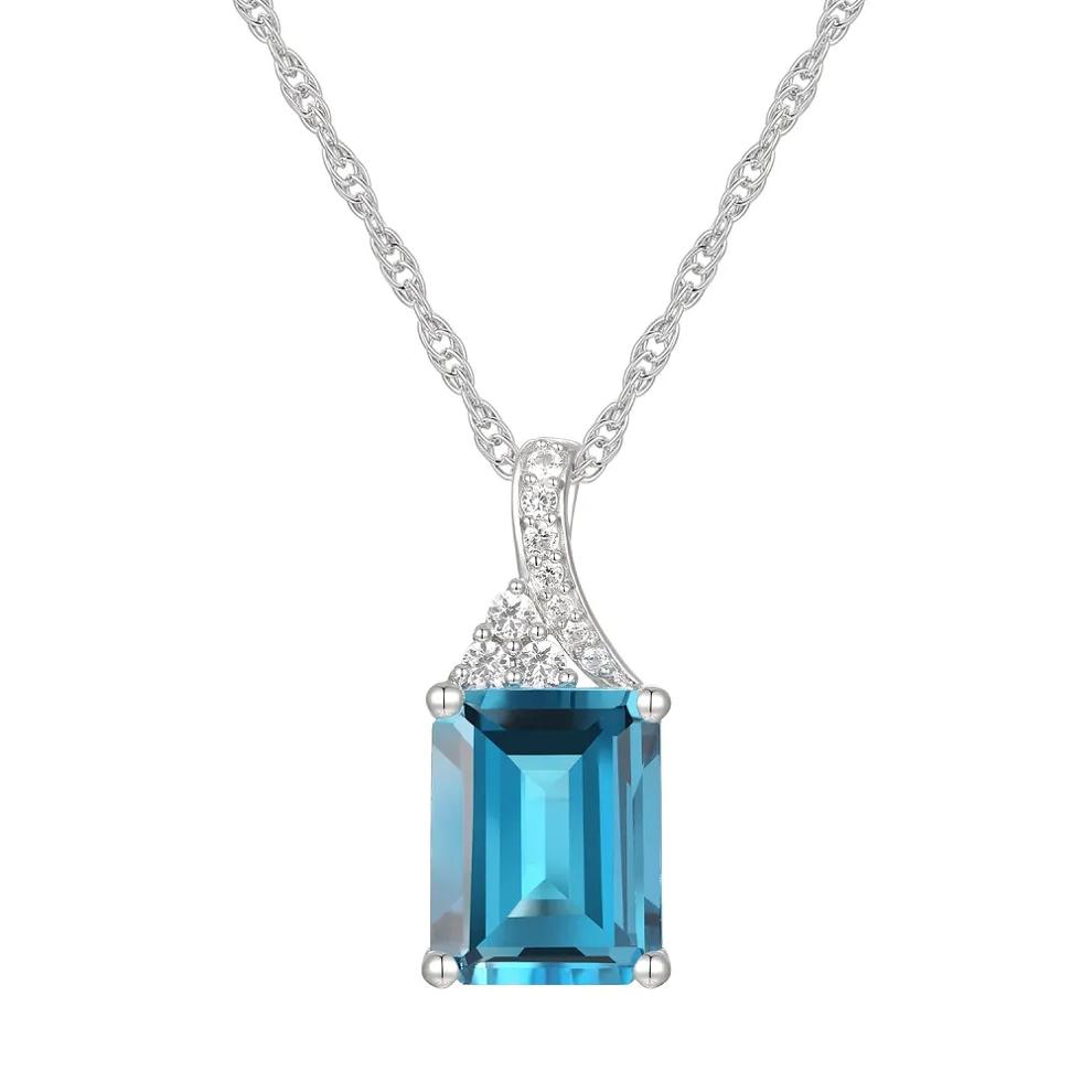 Emerald-Cut Blue Topaz Earrings, Pendant and Ring Set – Image 2 of 8