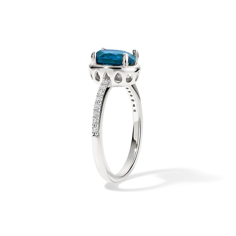 London Blue Topaz &amp; Lab-Created White Sapphire Bezel Ring in Sterling Silver – Image 2 of 4
