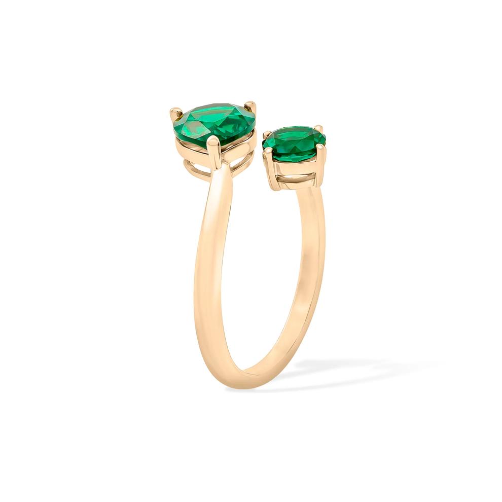 Lab-Created Emerald Bypass Ring in 14K Gold Vermeil – Image 3 of 4