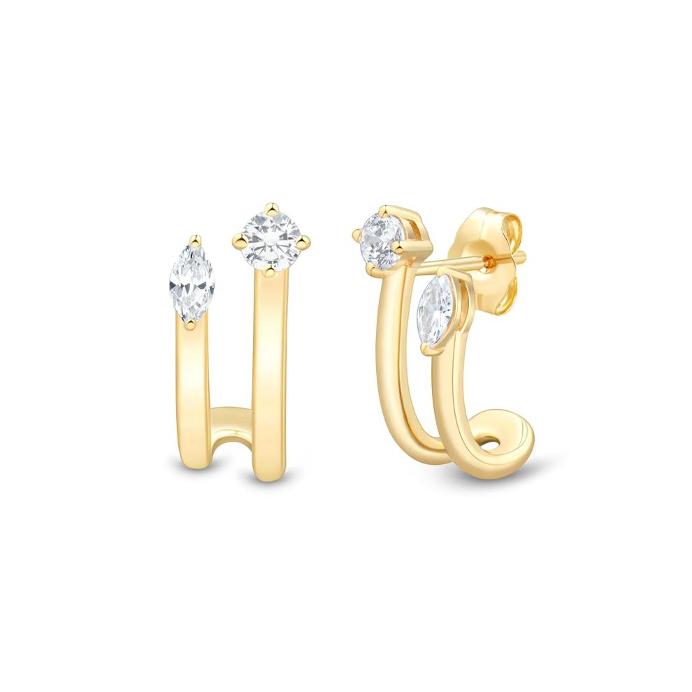 Lab Grown Diamond Faux Stack J-Hoops in Vermeil (3/8 ct. tw.) – Image 2 of 2