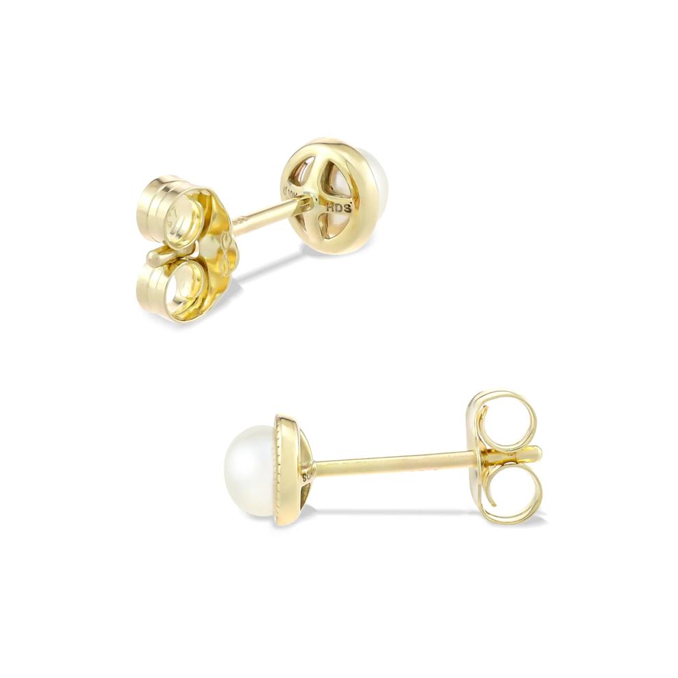 Freshwater Cultured Pearl Stud Earrings in 10K Yellow Gold, 4MM – Image 2 of 2