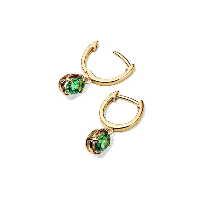 Lab-Created Emerald Dangle Earrings in Vermeil – Image 2 of 3