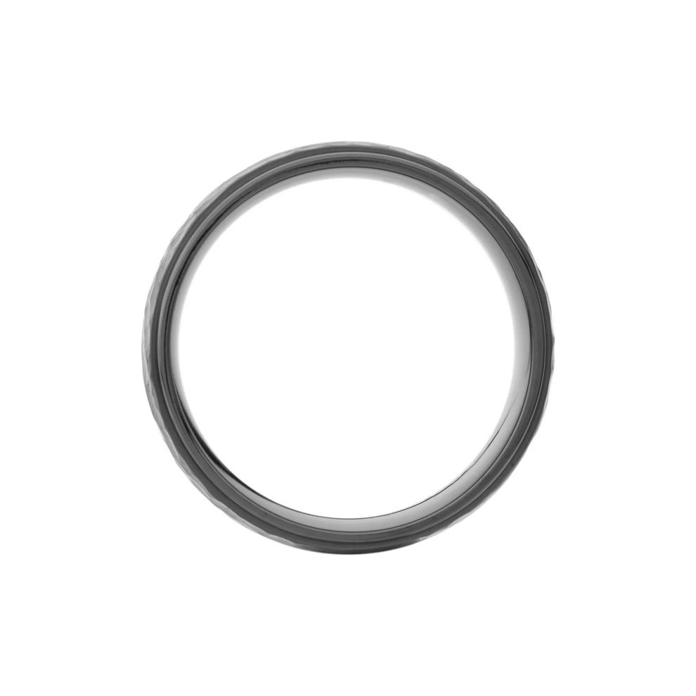 Men&rsquo;s Grooved Edges Wedding Band in Black Zirconium, 8MM – Image 2 of 3
