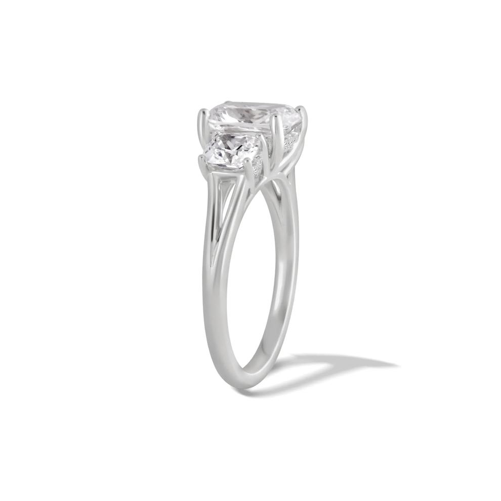 Lab Grown Diamond Elongated Cushion Three-Stone Engagement Ring in 14K White Gold (3 ct. tw.) – Image 3 of 4