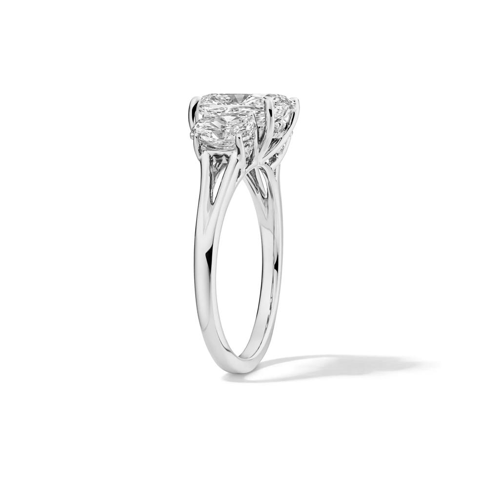 Lab Grown Diamond Elongated Cushion Three-Stone Engagement Ring in 14K White Gold (3 ct. tw.) – Image 3 of 4