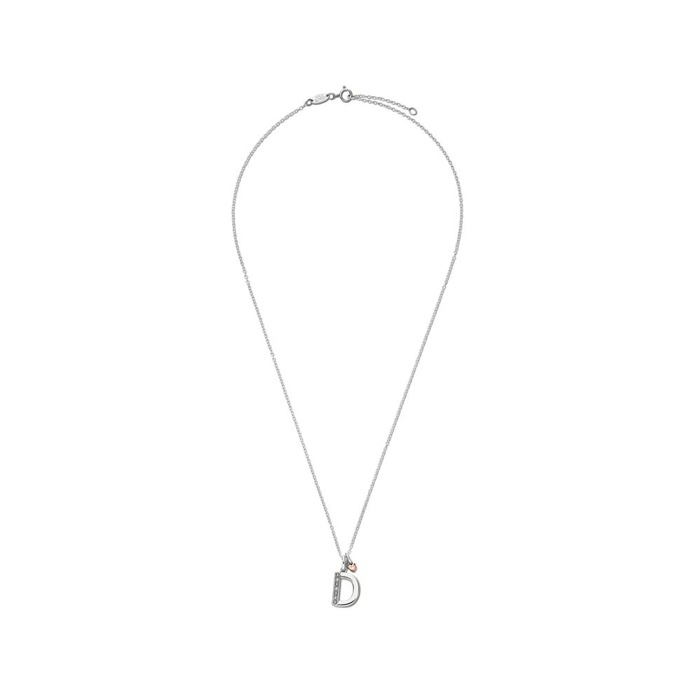 Lab Grown Diamond Accent Initial D Pendant in Sterling Silver &amp; 10K Rose Gold – Image 3 of 5