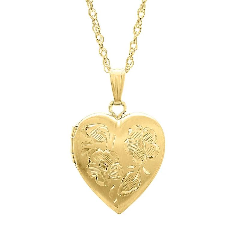 Engraved Heart Locket in 14K Yellow Gold – Image 1 of 2