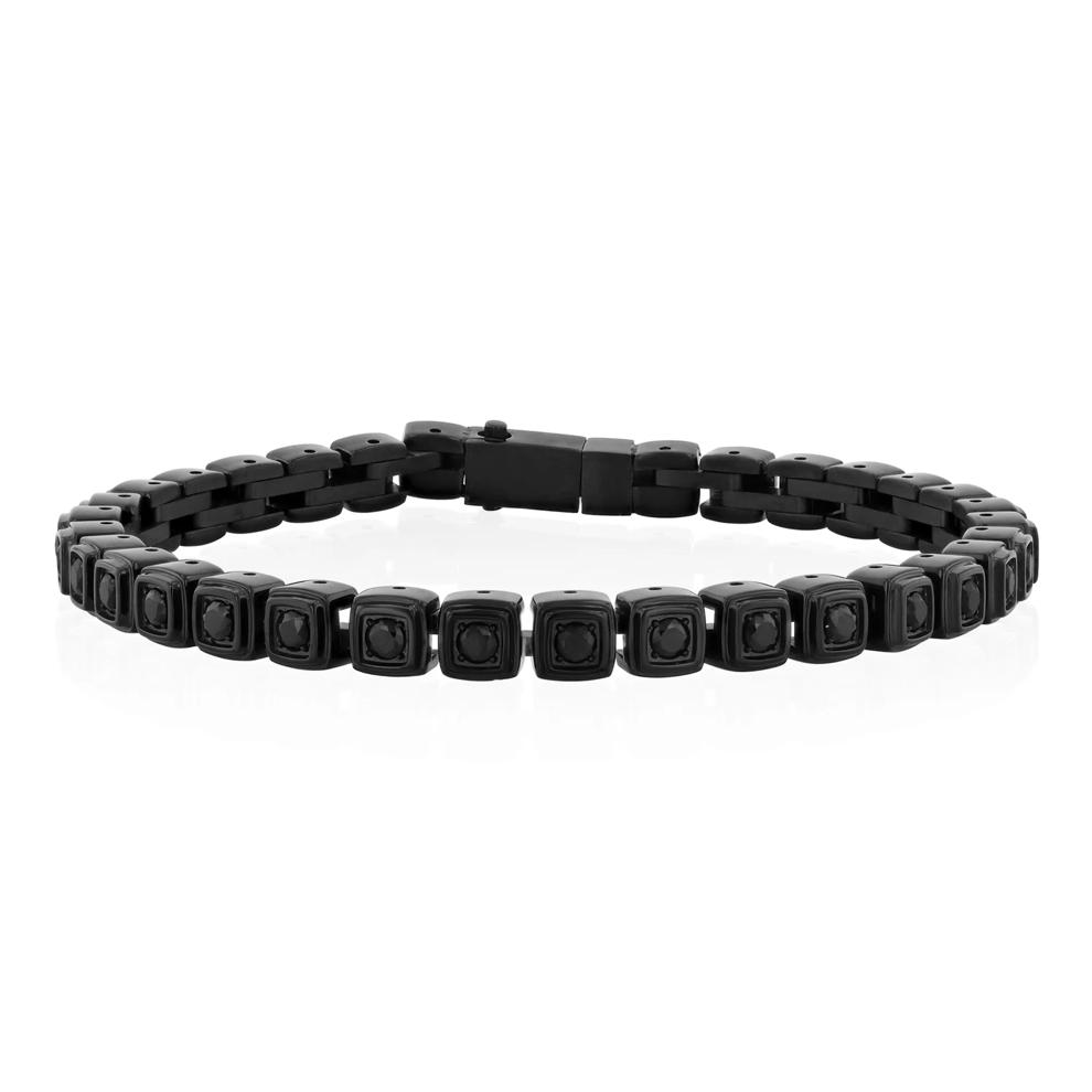 Men's Black Ion Plated Black Spinel Bracelet, 8" in Stainless Steel – Image 1 of 3
