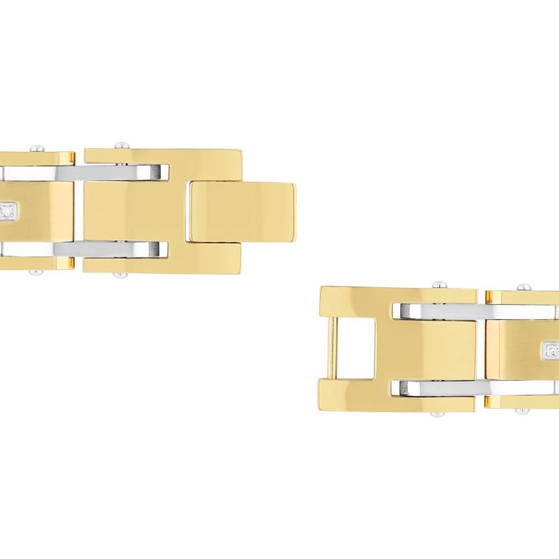 Men&#39;s Diamond Link Bracelet in Ion-Plated Stainless Steel, 8.5&quot; – Image 3 of 3