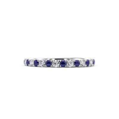 Lab Grown Diamond & Lab-Created Sapphire Anniversary Band in 14K White Gold (1/3 ct. tw.)