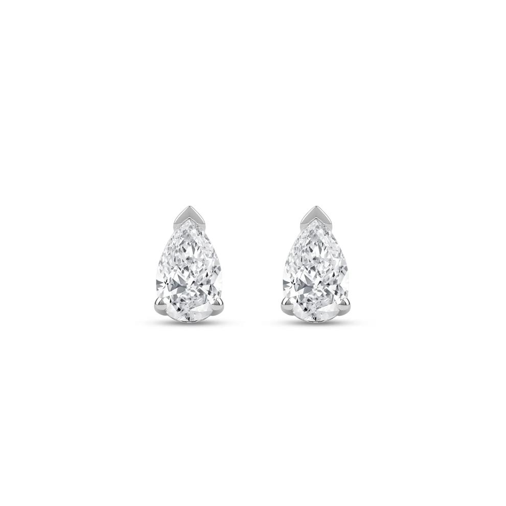 Lab Grown Diamond Pear-Shaped Solitaire Stud Earrings in 14K White Gold (1/3 ct. tw.) – Image 2 of 3