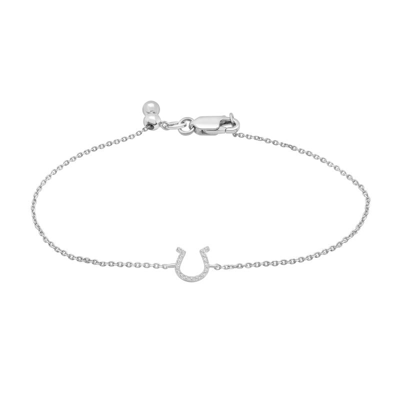 Lab-Created White Sapphire Horseshoe Bracelet in Sterling Silver – Image 1 of 1