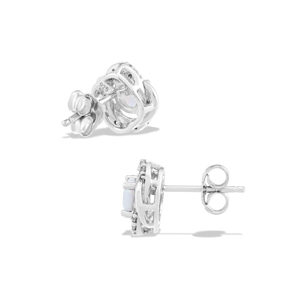 Lab-Created Opal &amp; Lab-Created White Sapphire Stud Earrings in Sterling Silver – Image 2 of 2