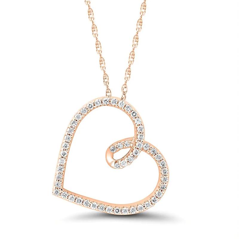 1/7 ct. tw. Diamond Heart Pendant in 10K Rose Gold – Image 1 of 3