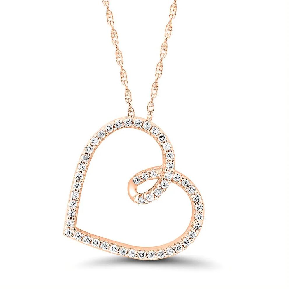 1/7 ct. tw. Diamond Heart Pendant in 10K Rose Gold – Image 1 of 3