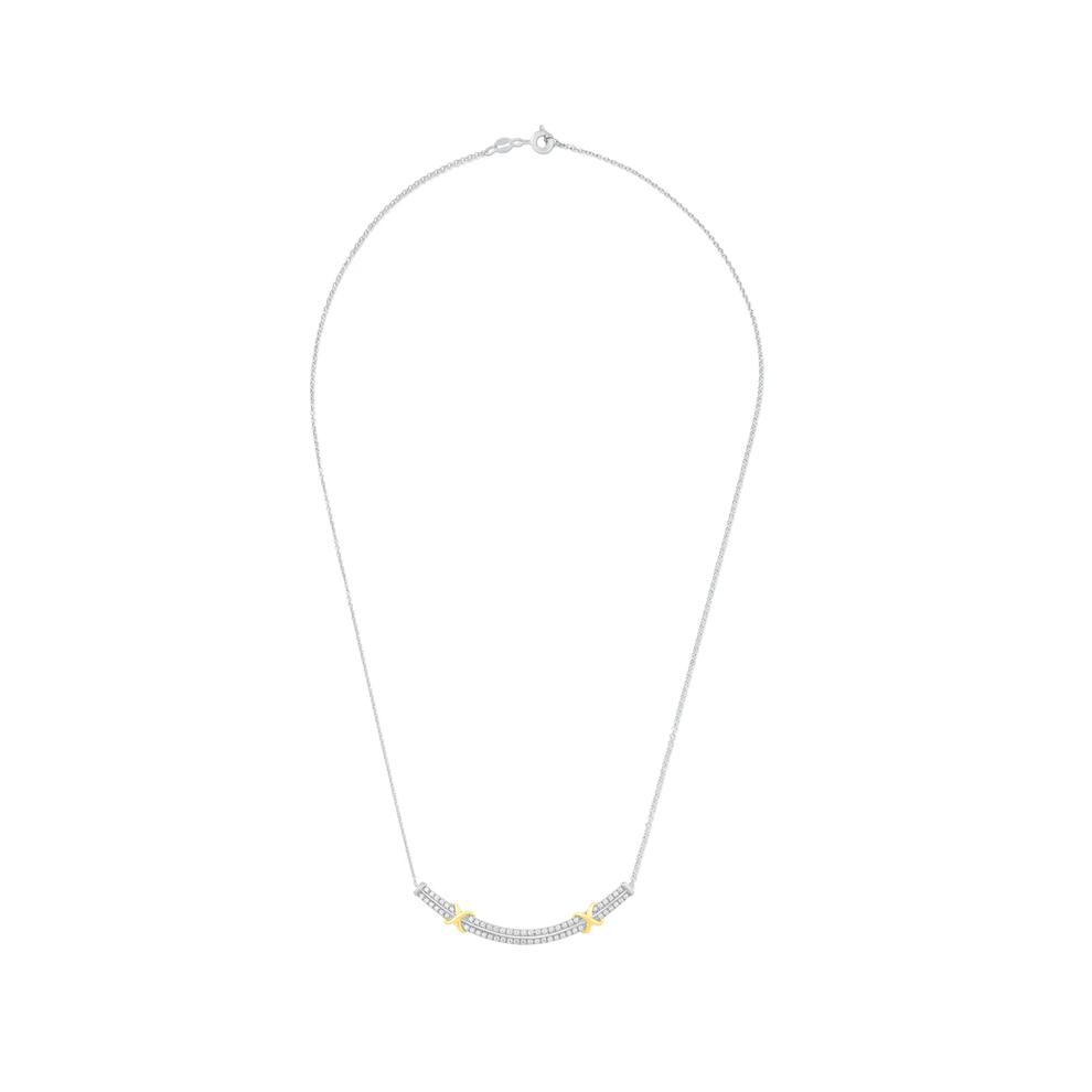 Diamond X Frontal Necklace in Sterling Silver &amp; 10K Yellow Gold (1/4 ct. tw.) – Image 3 of 4