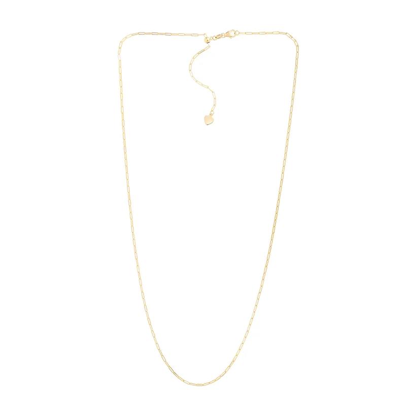 Adjustable Paperclip Chain Necklace in 14K Yellow Gold, 1.5mm, 22&rdquo; – Image 2 of 4