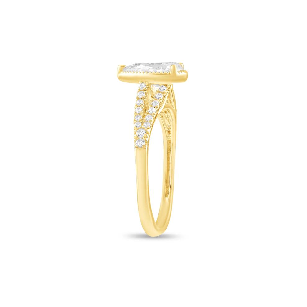 Lab Grown Diamond Pear-Shaped Center Split-Shank Engagement Ring in 10K Yellow Gold (1 1/4 ct. tw.) – Image 3 of 4