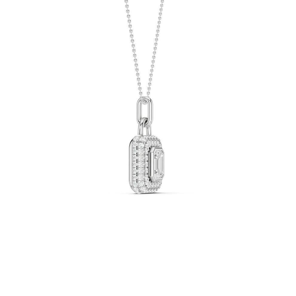 Lab Grown Diamond Emerald-Cut Pendant Necklace in 14K White Gold (1 ct. tw.) – Image 2 of 3