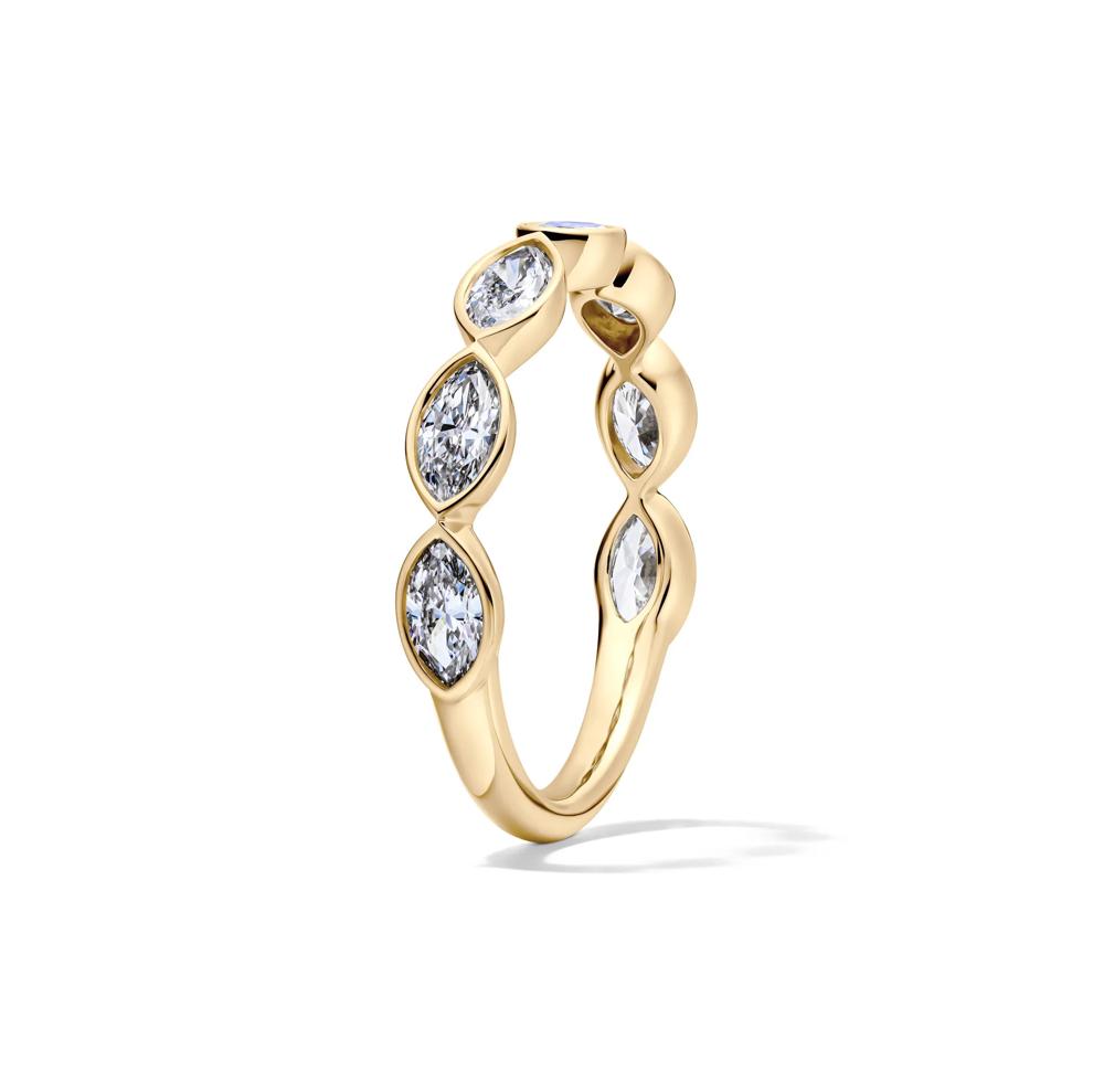 Lab Grown Diamond Marquise Bezel-Set Anniversary Band in 10K Yellow Gold (1 ct. tw.) – Image 3 of 4