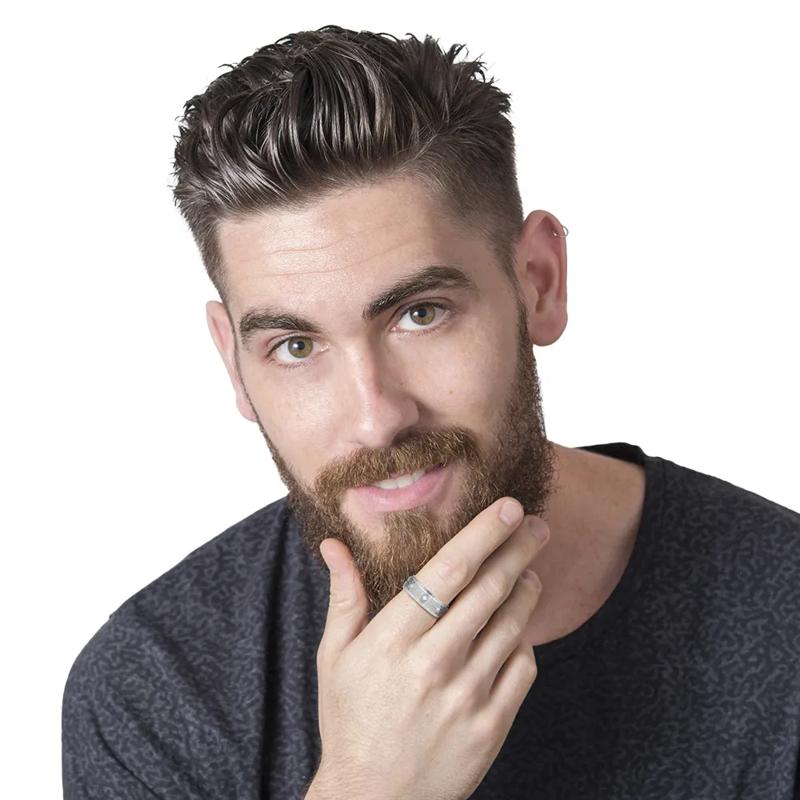 Men&#39;s Diamond Band in Stainless Steel, 8MM – Image 4 of 4