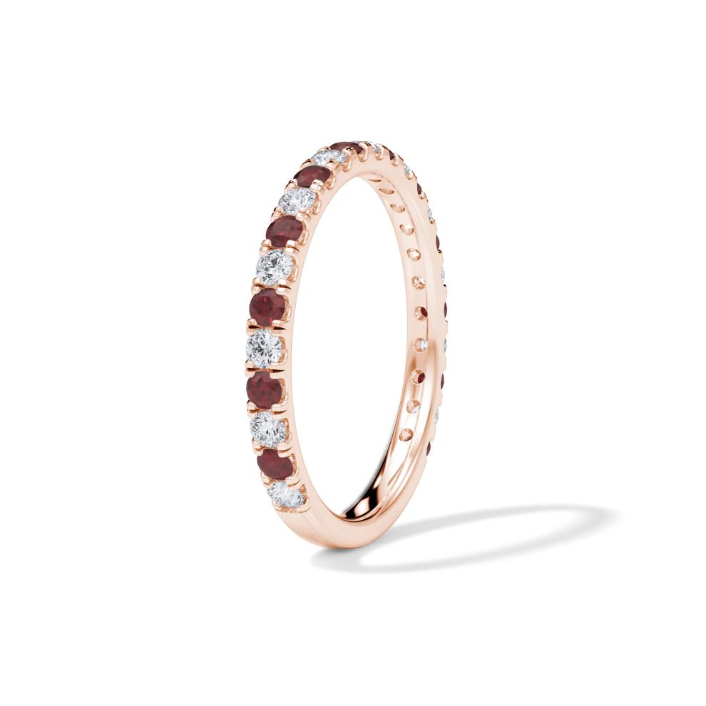 Lab Grown Diamond &amp; Lab-Created Ruby Anniversary Band in 14K Rose Gold (1/3 ct. tw.) – Image 3 of 4