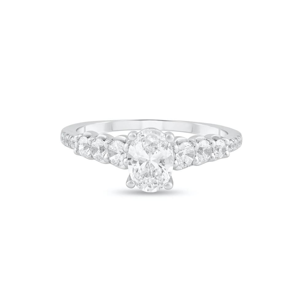Lab Grown Diamond Oval Center Engagement Ring in Platinum (1 1/2 ct. tw.) – Image 1 of 4