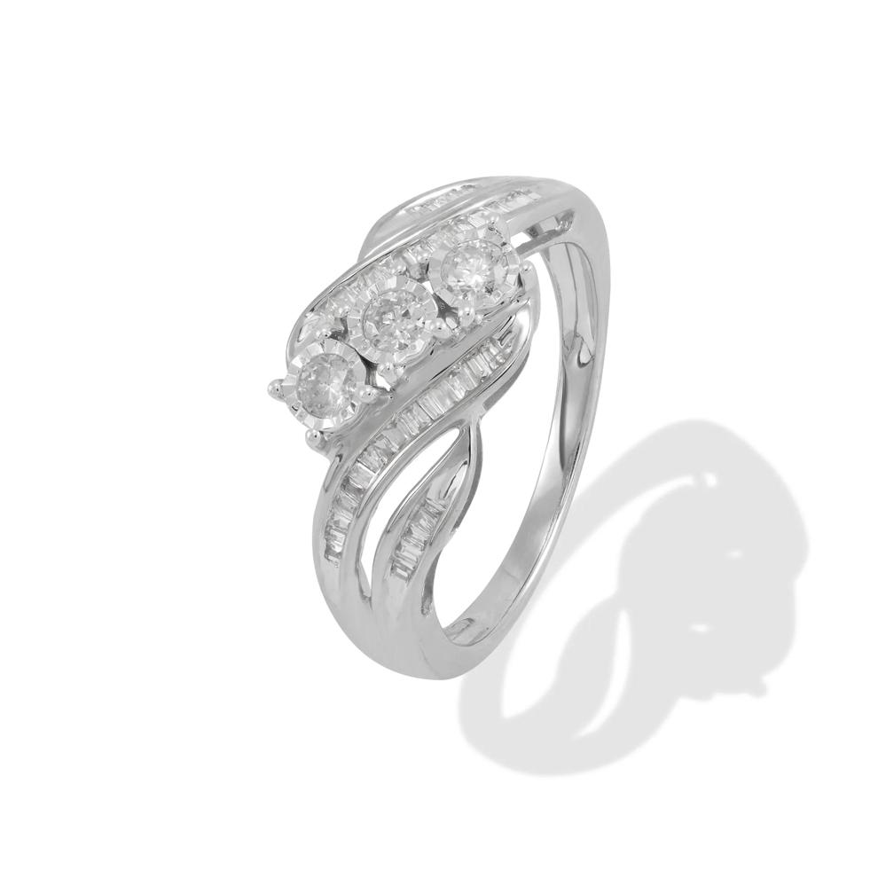 Diamond Three-Stone Engagement Ring in 10K White Gold (1/2 ct. tw.) – Image 4 of 4