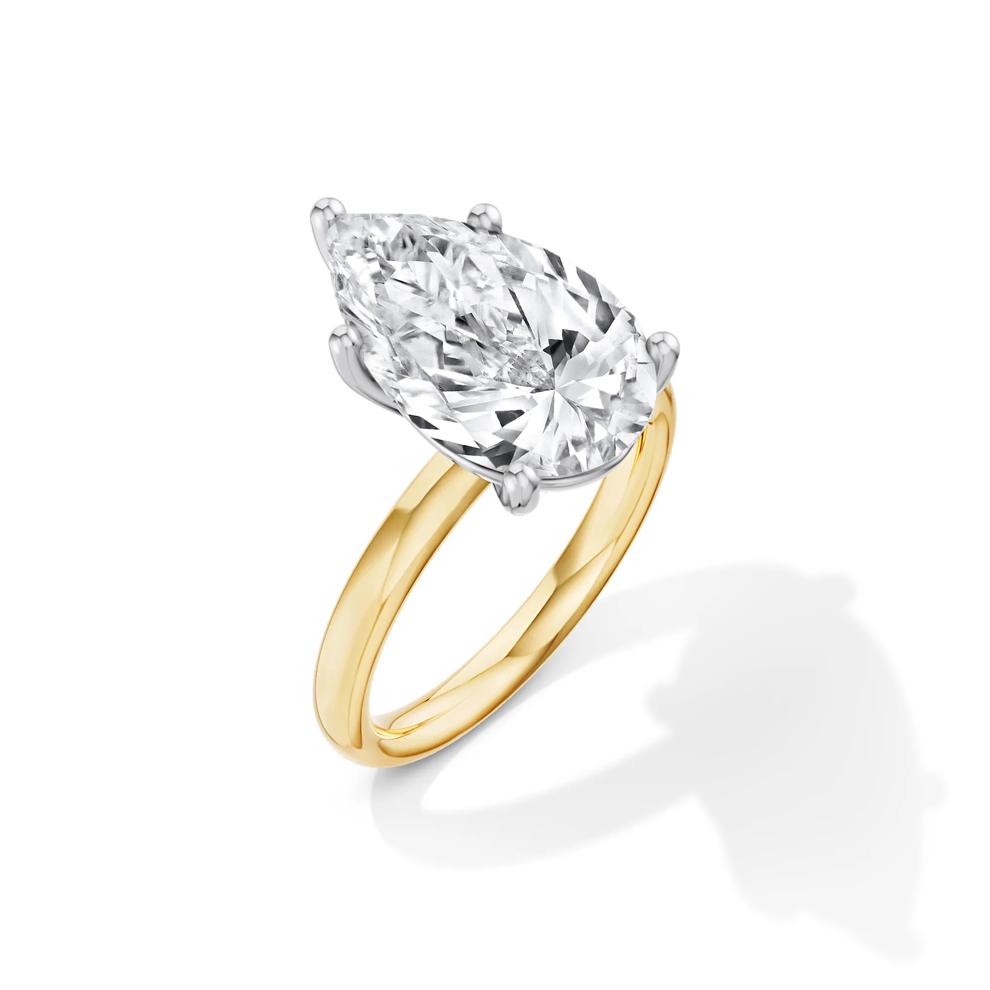 Lab Grown Diamond Pear-Shaped Solitaire Ring in 14K Yellow &amp; White Gold (5 ct.) – Image 2 of 4