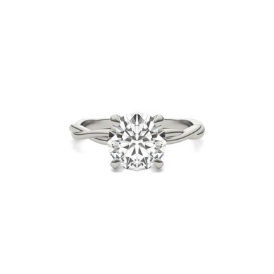 Round Solitaire Moissanite Ring with Twist Band in 14K White Gold (1 7/8 ct. dew)