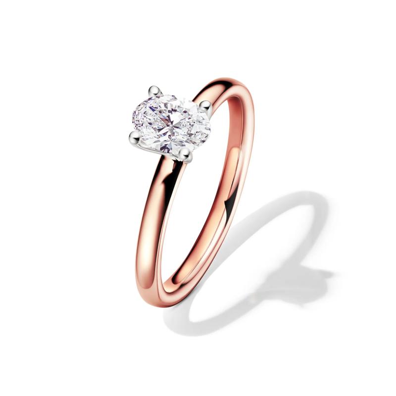 Diamond Oval Solitaire Engagement Ring in 14K Rose Gold &#40;3/4 ct.&#41; – Image 4 of 5