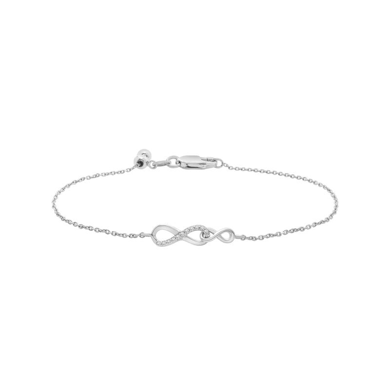 Lab-Created White Sapphire Interlocking Infinity Bracelet in Sterling Silver – Image 1 of 1