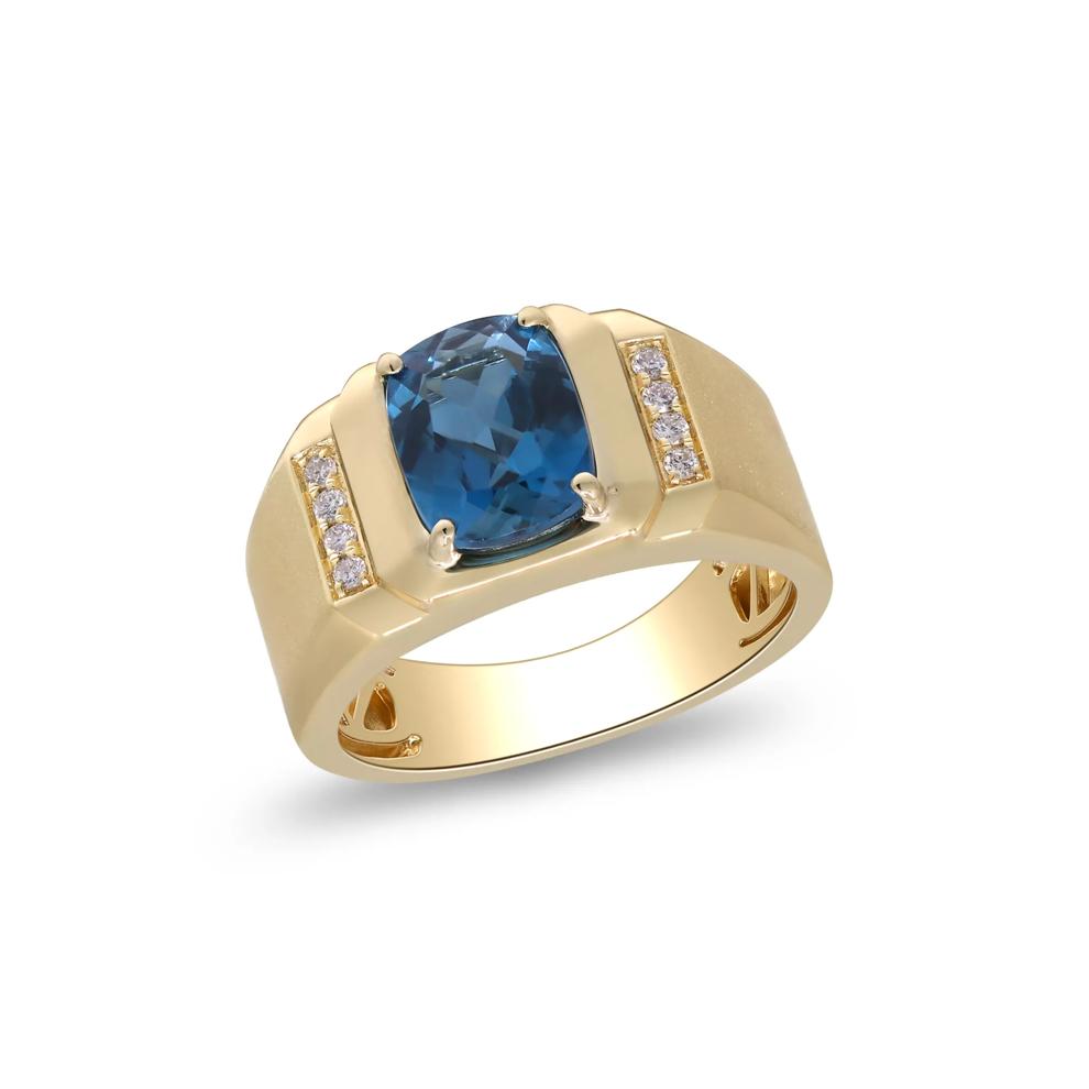 London Blue Topaz &amp; Diamond Accent Ring in 14K Yellow Gold – Image 4 of 5