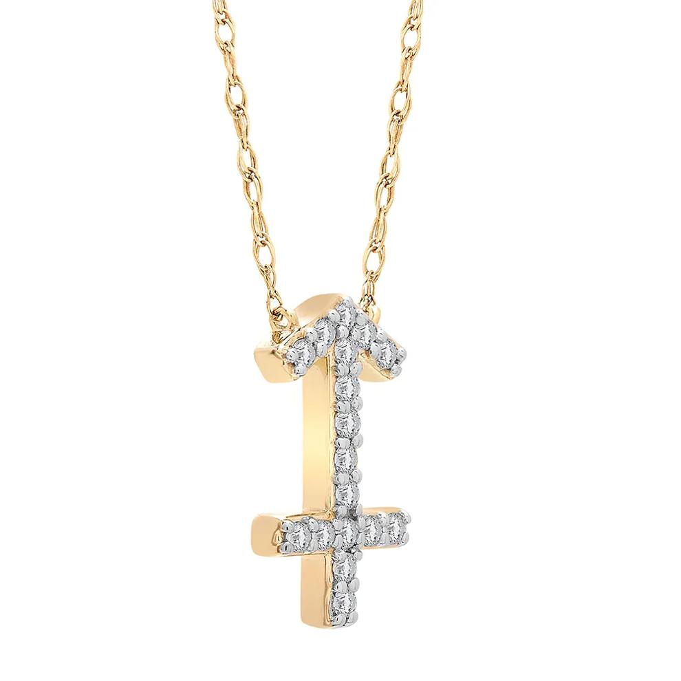 Sagittarius Zodiac Necklace with Diamonds in 10K Yellow Gold (1/10 ct. tw.) – Image 2 of 3