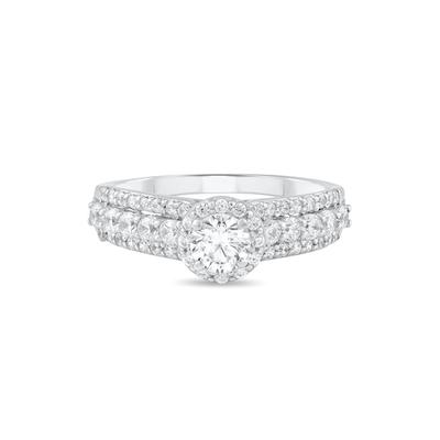 Diamond Round Center Multi-Row Engagement Ring in 10K White Gold (1 ct. tw.)